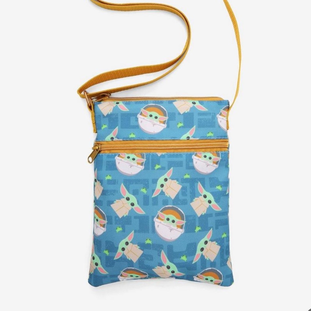 Loungefly Star Wars Mandalorian Yoda Chibi Grogu Passport Crossbody Bag Purse
